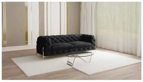 Fekete bársony kanapé 225 cm Chelsea Bis – Ropez