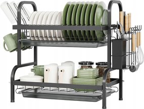 Csepegtető Edényszárító Kétszintes Álló Fém Polc