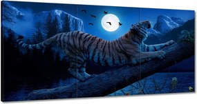 Vászonkép 180x90 Tigris az ágon éjszaka