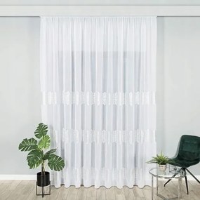 Tejszínű Fátyolfüggöny Ezüst Mintával 350x220