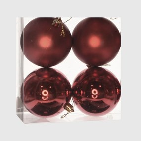 Bordó műanyag karácsonyi gömb szett 4x10cm