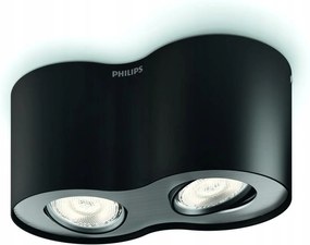 Philips Phase 2x4,5W Led fekete spotlámpa, szabályozható fényerővel 53302/30/16