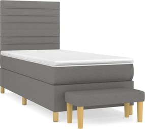 vidaXL sötétszürke szövet rugós ágy matraccal 100 x 200 cm