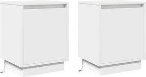 vidaXL Éjjeliszekrény 2 pcs Fehér 39 x 34,5 x 50 cm Faanyag
