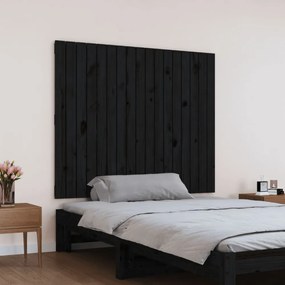 fekete tömör fenyőfa fali fejtámla 108x3x90 cm