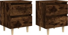 vidaXL 2 db füstös tölgy színű éjjeliszekrény falábakkal 40x35x50 cm