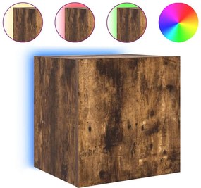vidaXL füstös tölgy színű fali TV-szekrény LED-ekkel 40,5x35x40 cm
