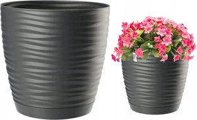 Virágtartó állvány kerek antracit műanyag 17x15,4cm