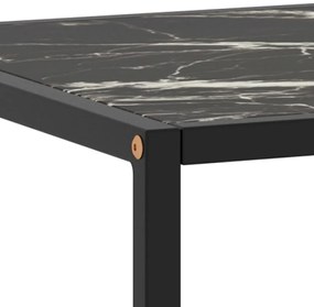 Fekete dohányzóasztal fekete márvány mintás üveggel 100x50x35cm