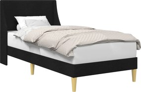 vidaXL Ágykeret fejtámlával Fekete 90 x 200 cm szövet