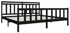 fekete tömör fa ágykeret 200 x 200 cm
