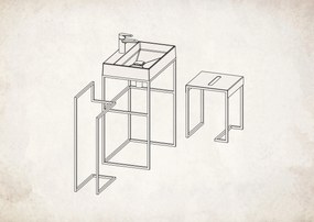 Deante Mokko kiegészítők, fürdőszobai zsámoly-asztal, fekete matt, ADM_N51T