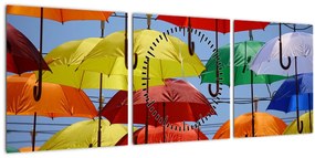 Színes esernyők képe (órával) (90x30 cm)