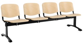 ISO fa pad, 4 üléses - fekete lábak, bükkfa