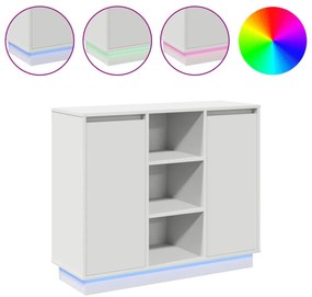 LED-es oldalszekrény Fehér 90x32x75 cm Mérnöki fa