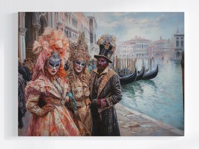 Vászonkép Canvas Farsang Velence Maszkok Gondolák Olaszország Szórakozás 100x75