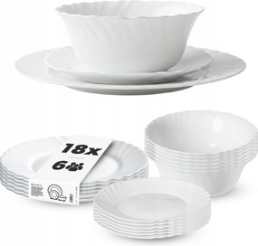 Étkészlet Tányér Készlet 18db-OS Tányér Szett Étkészlet Fehér