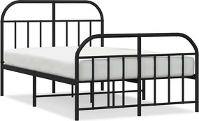 vidaXL fekete fém ágykeret fej- és lábtámlával 120 x 190 cm