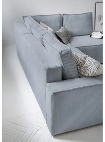 Világosszürke kordbársony kinyitható sarokkanapé (jobb oldali) Brave Dave – Miuform
