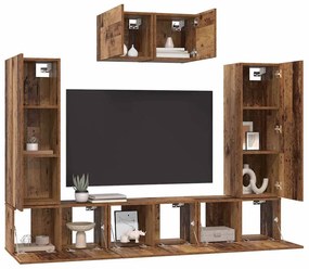 TV szekrény garnitúra 7 pcs Régi fa 180 x 30 x 120 cm Faanyag