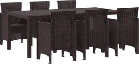 vidaXL Kert étkező szett 7 pcs Barna Polipropilén