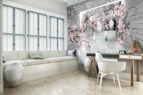 Fotótapéta - Varázslatos 3D-s alagút virágokkal (152,5x104 cm)