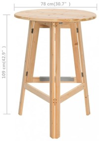 összecsukható fenyőfa bárasztal 78 cm
