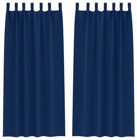 Függönyök függönyökkel 2 pcs Sötétkék 225 x 140 cm Poliészter