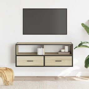 sonoma tölgy színű szerelt fa és fém TV-szekrény 100x31x39,5 cm