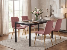 Rózsaszín bársony LIBRA étkezőszék arany lábakkal