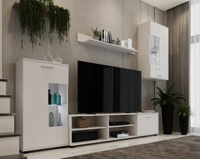 Nappali szekrénysor, fehér, fóliázott DTD, FRONTAL 1 NEW