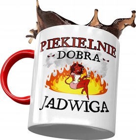 Piros Bögre Hedvig Barátnő Feleség Ajándék Nyomtatott Fotóval