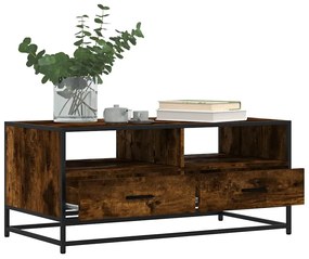 füstös tölgy szerelt fa és fém dohányzóasztal 100 x 50 x 45 cm