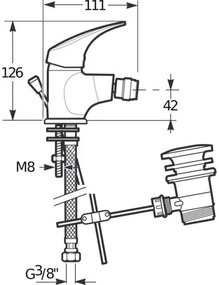 JIKA H3411N10041111 - TALAS bidé csaptelep 12,6 cm, leeresztő nélkül, króm