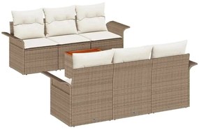 vidaXL Kerti Kanapé Szett tárolóval 7 pcs Beige és krém polirattan