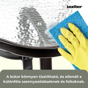 Canillo fémvázas üveg kerti asztal fekete