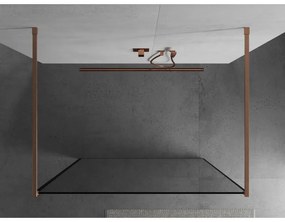 Mexen Kioto, Walk-In zuhany paraván 140 x 200 cm, 8 mm üveg fekete mintás, réz matt profil, 800-140-002-65-70
