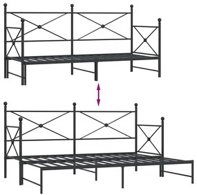 kihúzható kanapéágy matrac nélkül fekete 80x200 cm acél