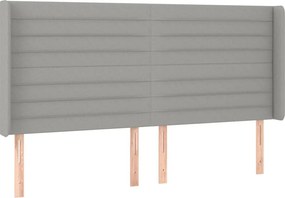 vidaXL világosszürke szövet fejtámla szárnyakkal 203x16x118/128 cm