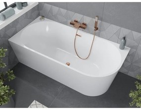 Mexen Mia, szabadon álló sarokkád, láva, 150 x 75 cm, fehér, rózsaszín arany túlfolyó, 52691507500L-60