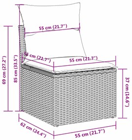 8 részes bézs polyrattan kerti ülőgarnitúra párnával