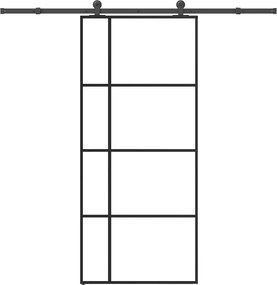 vidaXL ESG üveg és alumínium tolóajtó fémszerelvény-szettel 90x205 cm