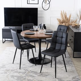 Kerek Étkezőasztal Rusztikus Tölgy/Fekete Színben. LINO 100 cm