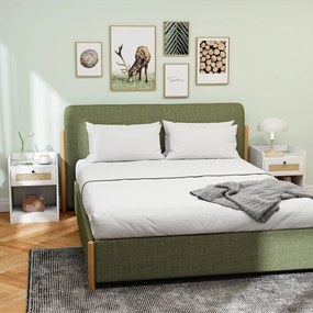 HOMCOM 2 db Éjjeliszekrény Ráccsal Ellátott Fiókkal - 40x40x53 cm - Fehér | Aosom