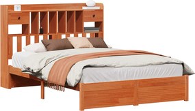 vidaXL Könyvespolc Ágykeret Viaszbarna 200 x 150 cm Tömör fenyőfa