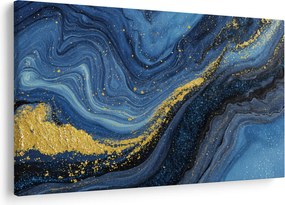 Kép - Kék-arany absztrakció (90x60 cm)