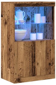 LED világítással ellátott oldalszekrény Régi fa 60x37x100 cm