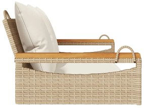 bézs polyrattan hintapad párnákkal 109 x 62 x 40 cm