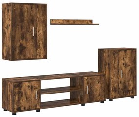 4 részes TV szekrény szett 4 pcs Füstölt tölgy Faanyag