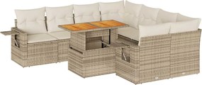 vidaXL 9 részes bézs polyrattan kerti ülőgarnitúra párnákkal
